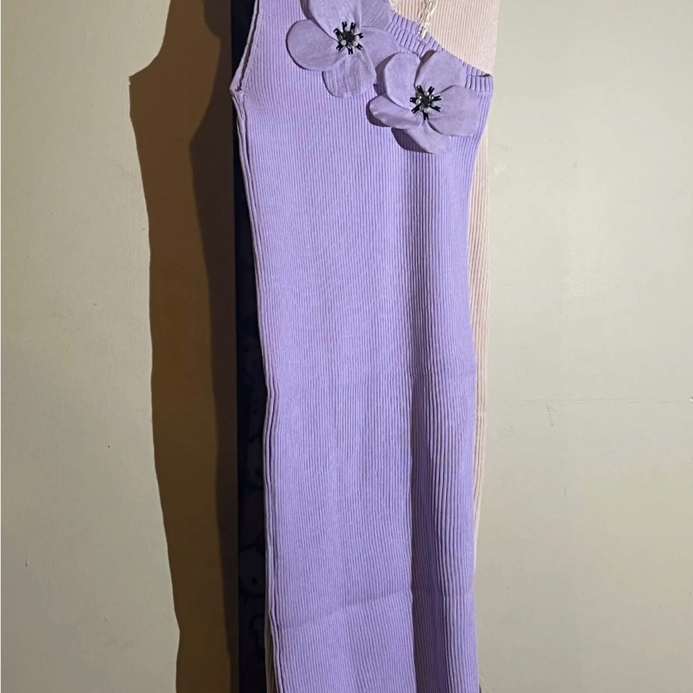 Source Unknown One Shoulder ribbed Lavender Dress
